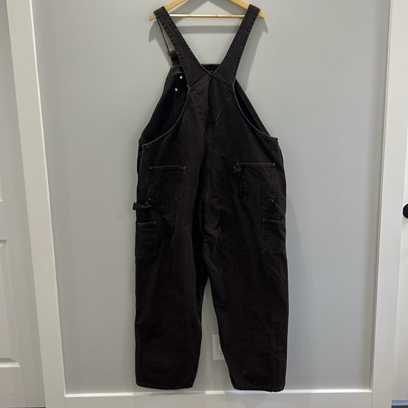Carhartt Men’s R06 Sandstone Bib Overall Dark Brown Jeans  size 48x30 - Picture 6 of 13